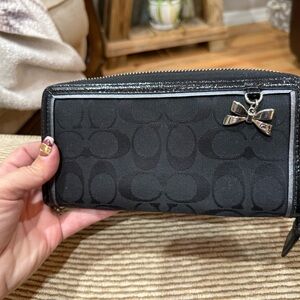 Coach Black Women's Wallet with Bow Accent